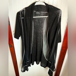 Artex Fashions, short sleeve, Black, Mixed Media Cardigan, Small